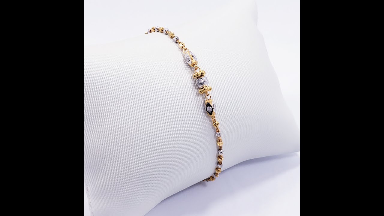 GOLDSHINE 22K Solid Yellow White Gold Bracelet 6.5