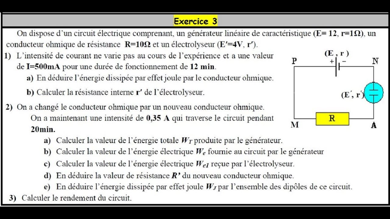 Exercices corrig&eacute;s : Comportement global d'un circuit 1BAC  