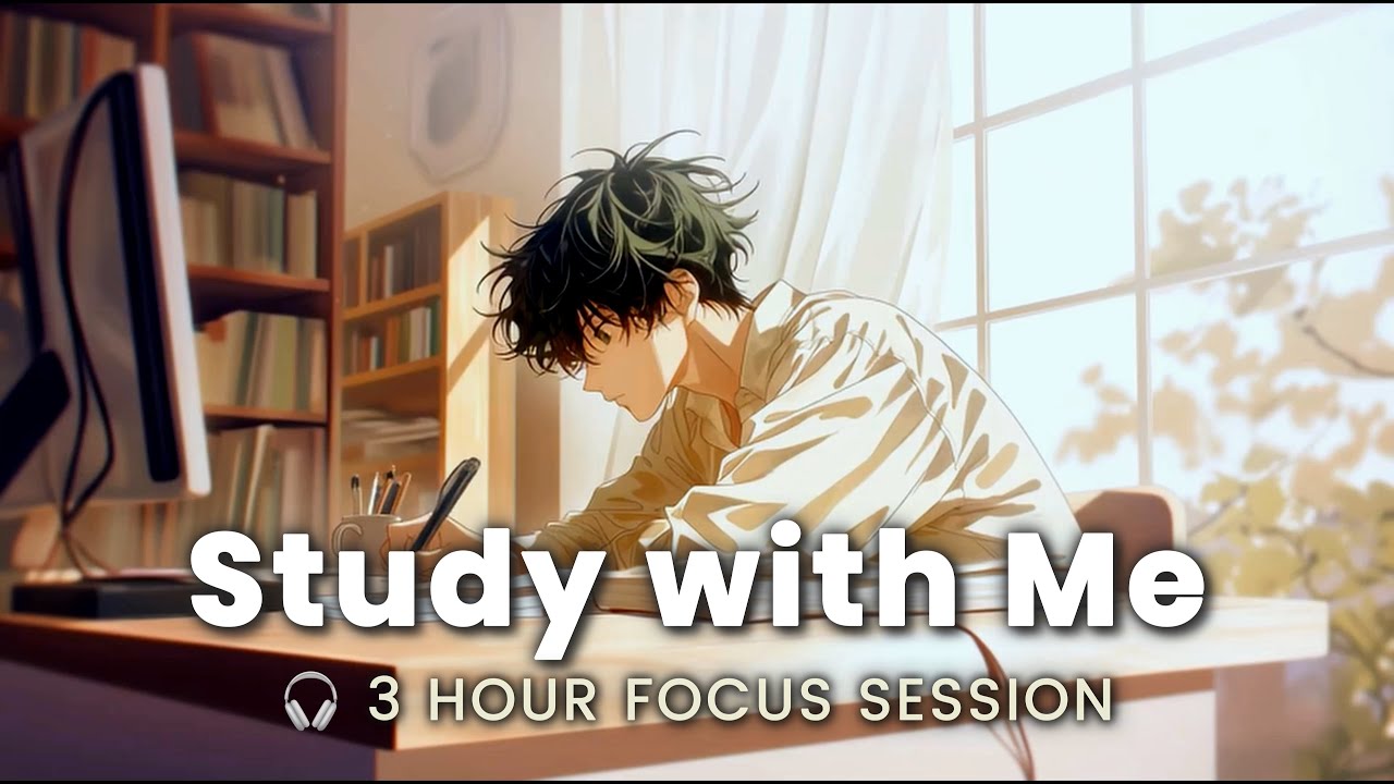Study with Me - 3 Hour Daytime Focus | Lo-Fi Hip Hop for Deep Work