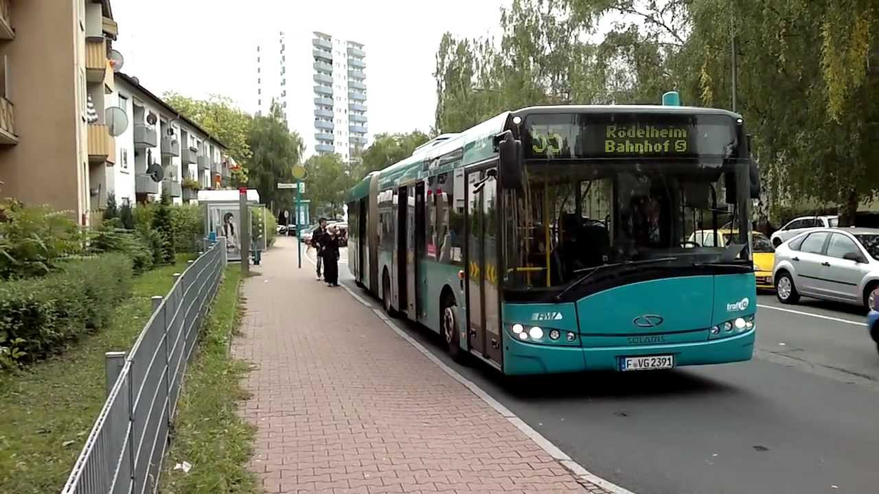 Frankfurt/Main Sossenheim Dunant Ring - Einfahrt der Linie 55 in Richtung Rödelheim Bahnhof (HD)