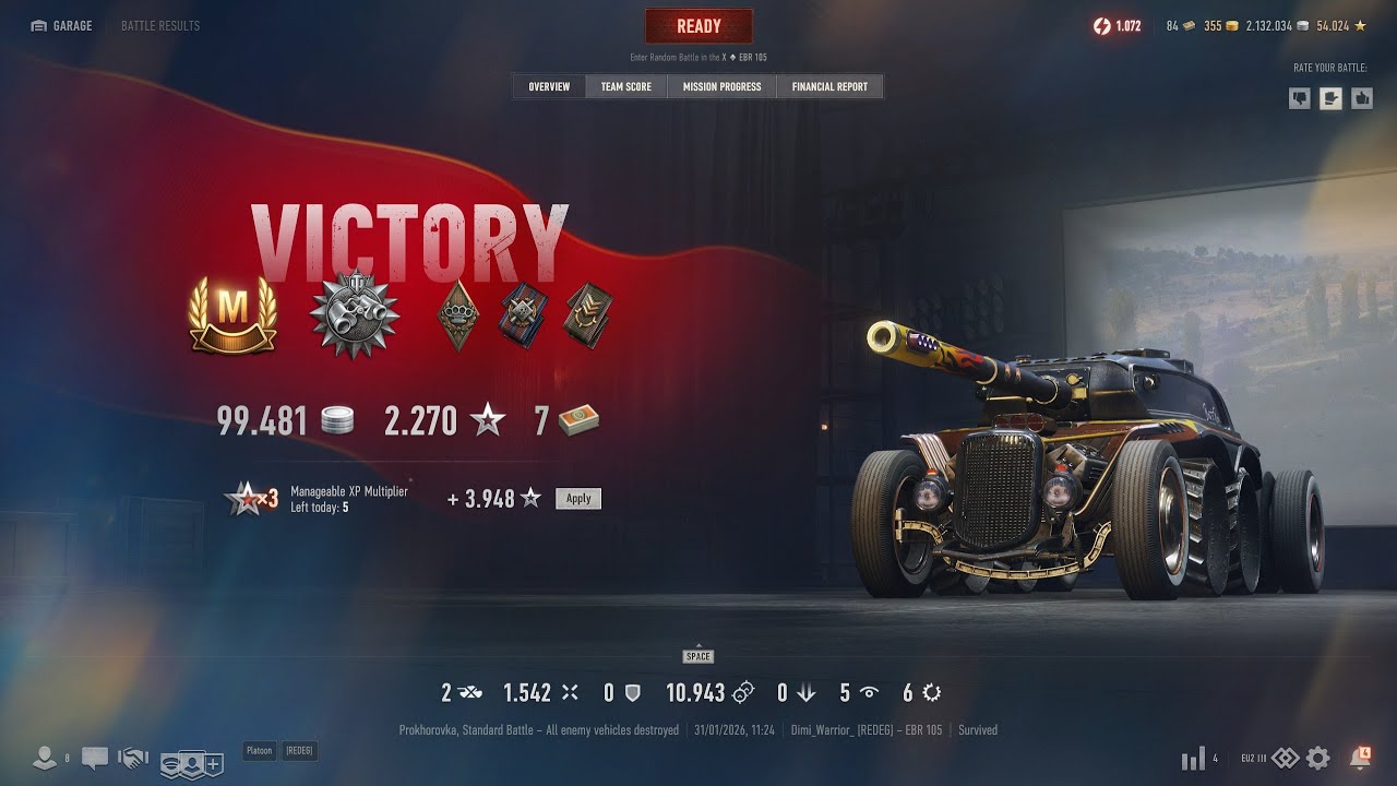 World Of Tanks - EBR-105 - Featuring Dimi_Warrior_@EU, with active Prohorovka scouting.