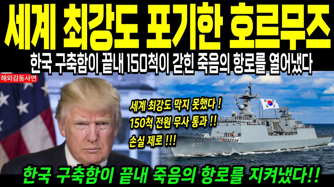 [해외감동사연] 세계 최강도 포기한 호르무즈, 한국 구축함이 150척의 죽음의 항로를 지켜냈다