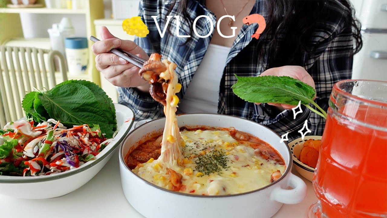 SUB)Наслаждение креветочными тостами 🍤 и осьминогом с сыром 🧀. Приготовление 8 моих любимых гарниров