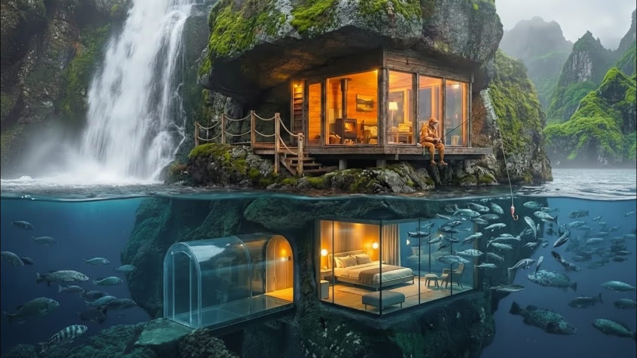 He Built a Secret House Beneath a Giant Rock — But What Lies Under the Sea? 🌊🪨