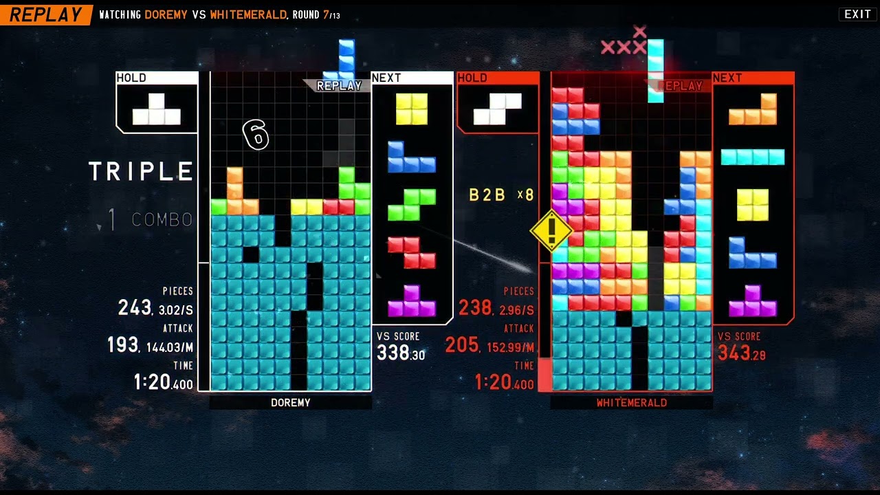 [TETR.IO] Tetra League: Doremy vs. whipemerald (15-02-2022)