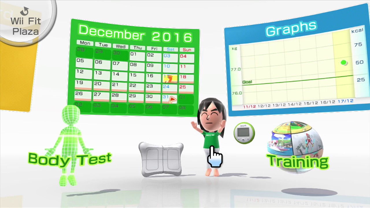 Wii Fit U Making a Profile BMI/Step & Basic Balance Test Hula Hoop/Heading/Ski Jump...