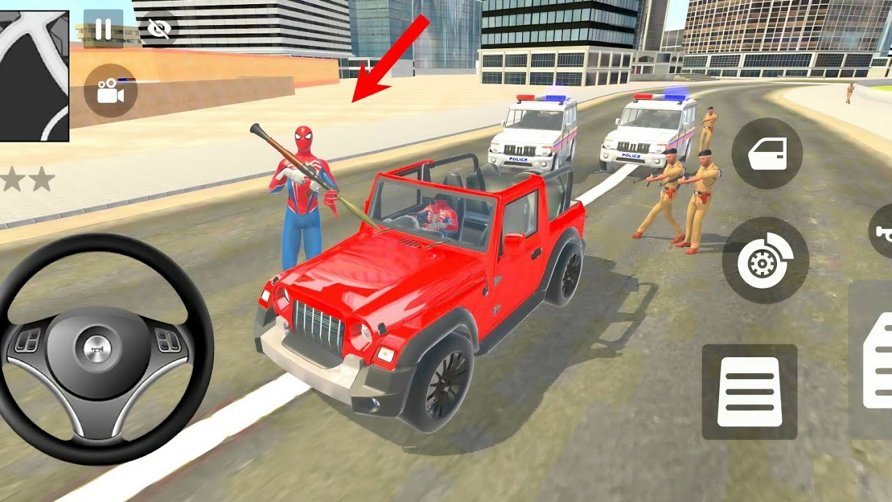🤑Indian Thift Auto Simulator🤩Indian Showroom Purchase😲Modified Thar Spider Man vs Police 🥳Game  