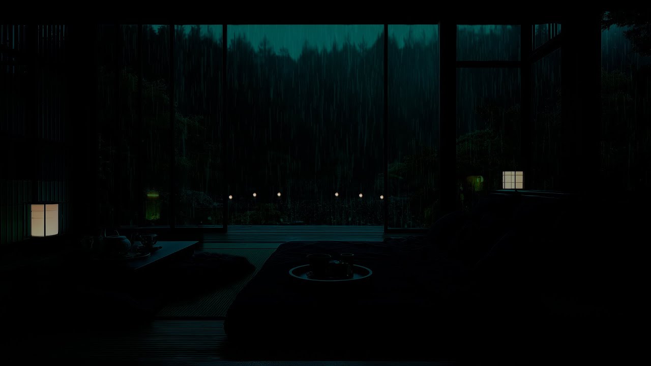 Peaceful  Night Rain at Quiet Lakeside Cabin 🌧 (No Ads) | Dark Bedroom Soundscape for Restful Sleep