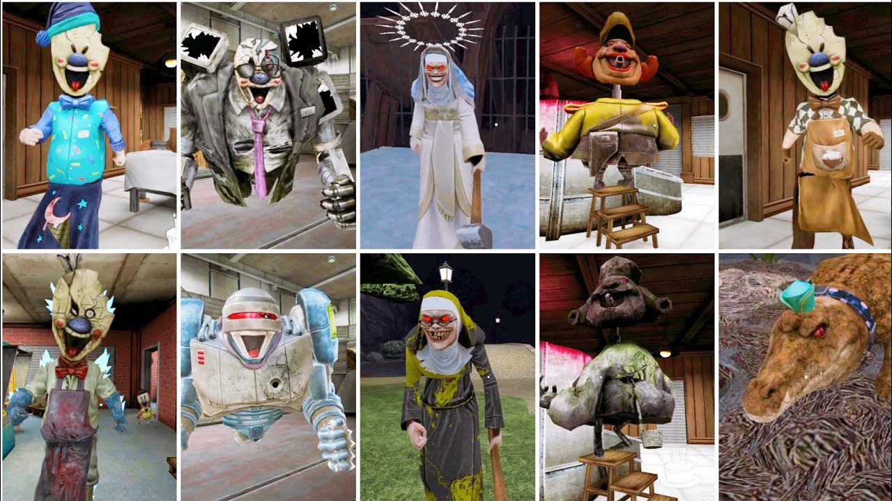 Ice Scream 8 All Customised Rod Boris Mati Evil Nun And Crocodile Jumpscares