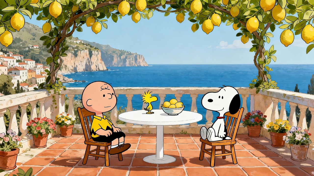 Snoopy Sitting by the Sea with Lofi 🎧 A Calm Day Shared with Charlie Brown
