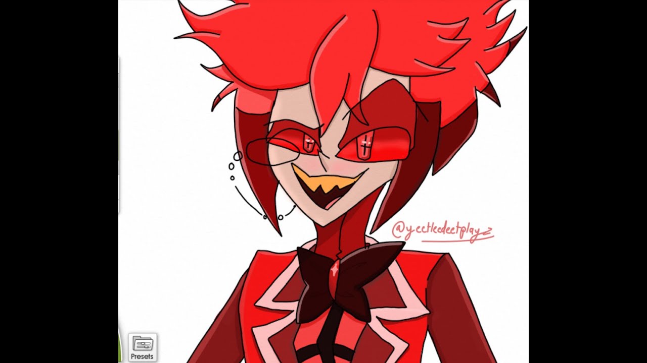 Drawing Alastor from Hazbin Hotel in a different style (sped up)