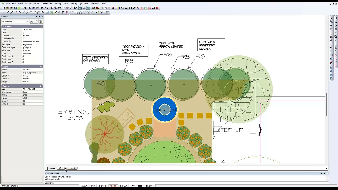 Applying simple text labels to landscape planting symbols