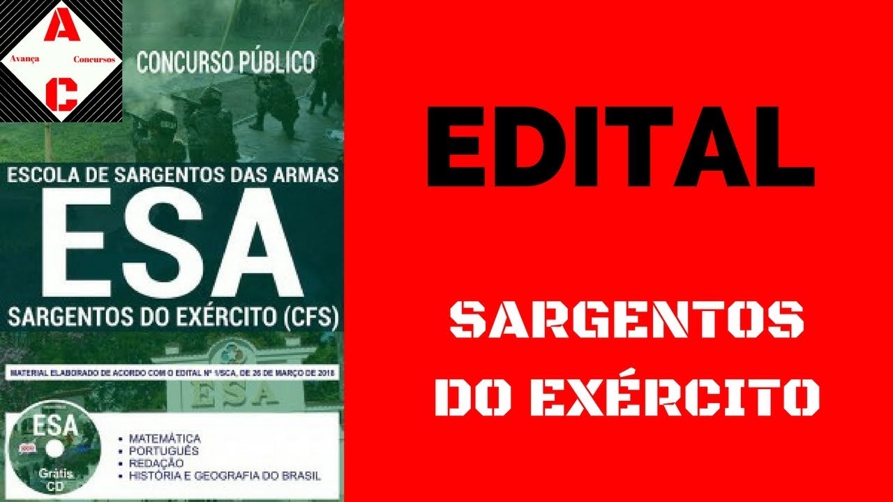 Edital + Material de Estudo - Concurso EsSA 2018 - Sargentos do Ex&eacute;rcito (CFS)