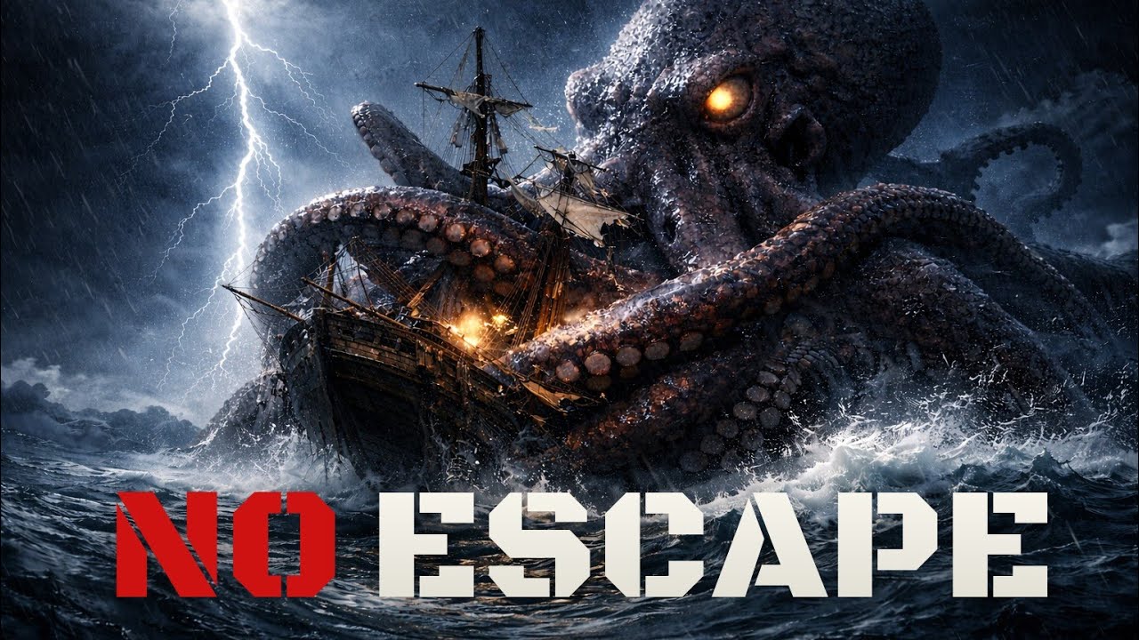 NO ESCAPE | Giant Octopus Destroys Ancient Ship in a Night Storm | AI Short Film 