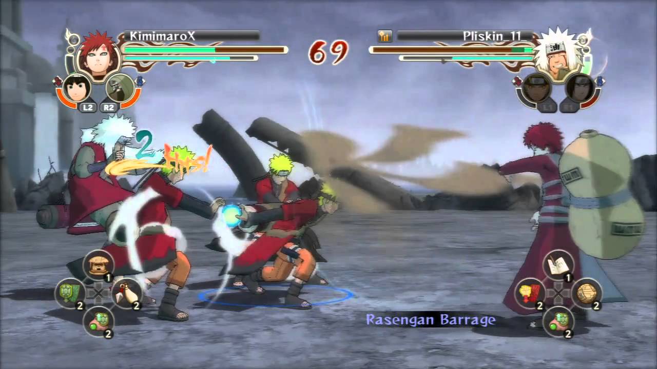 Naruto: Ultimate Ninja Storm 2 - (Online) Gaara Vs Jiraiya (PS3 HD 720p)