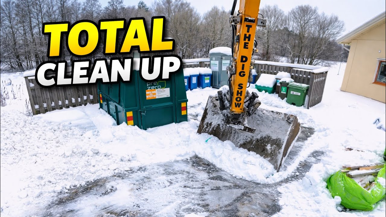Heavy Snow Removal With Excavator | Parking Lot Full Process