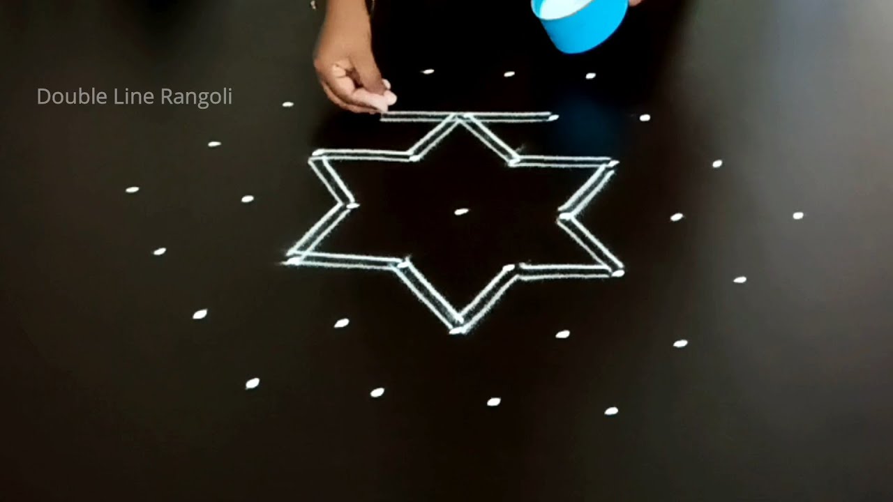 Simple rangoli 7 dots|Daily rangoli designs easy|Daily rangoli|Double Line Rangoli
