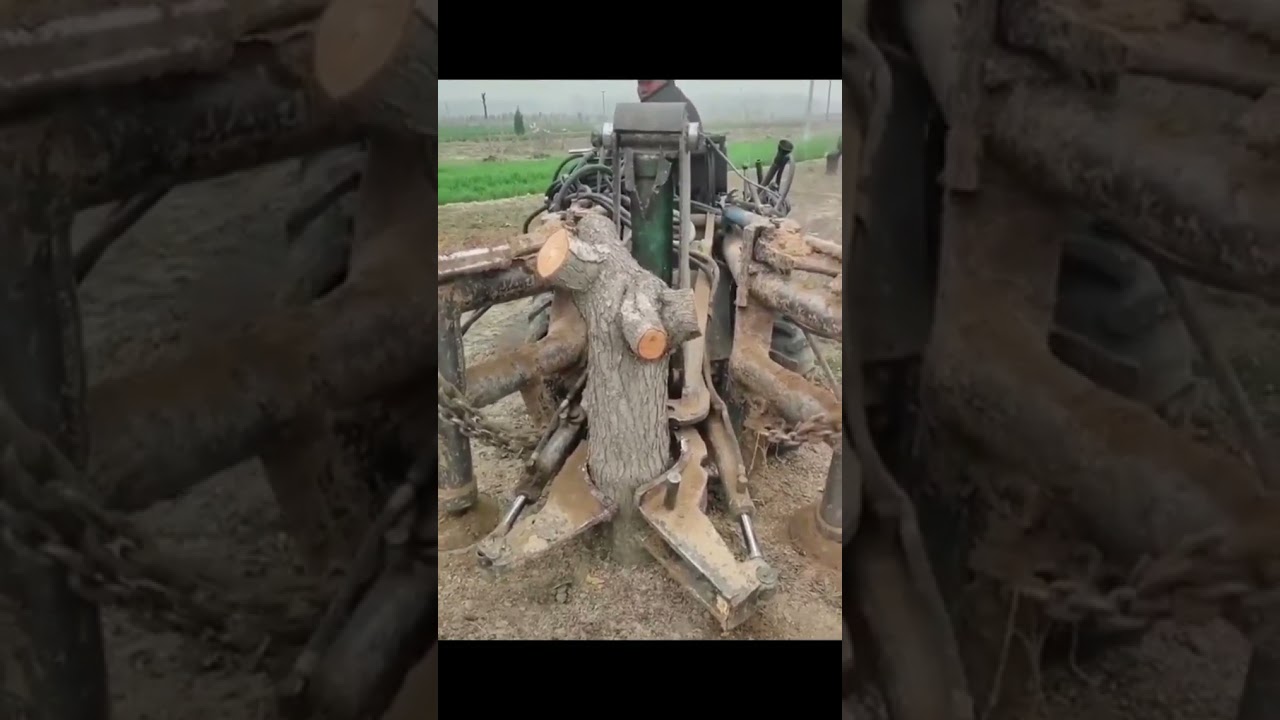 Powerful tree stump removing machine