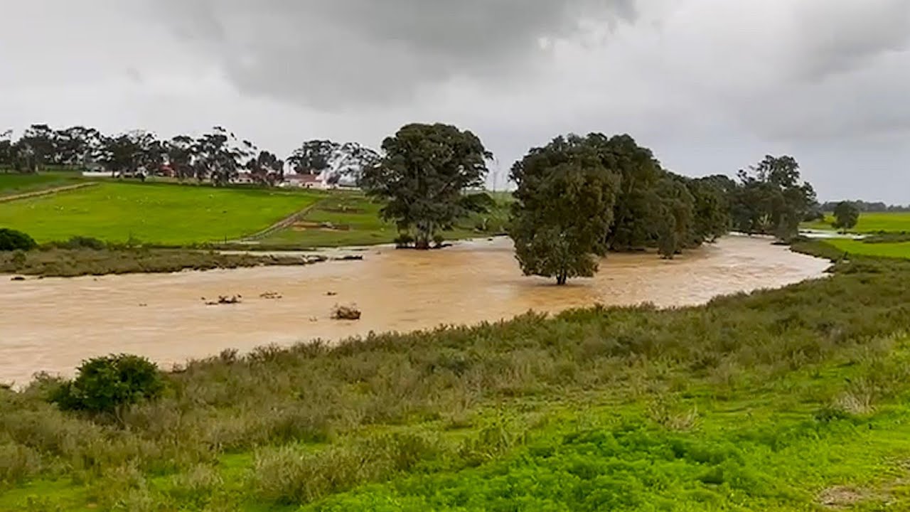 Flood along Old Malmesbury Road in South Africa