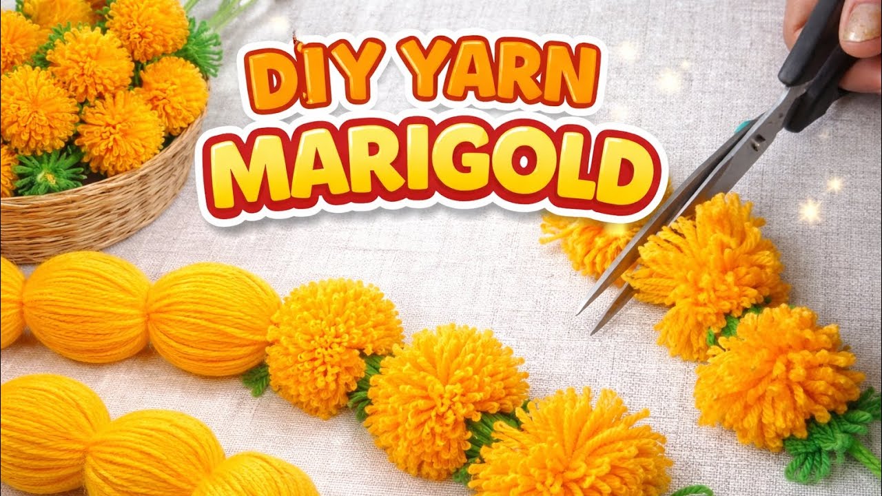 Diy yarn marigold 🌼🌼