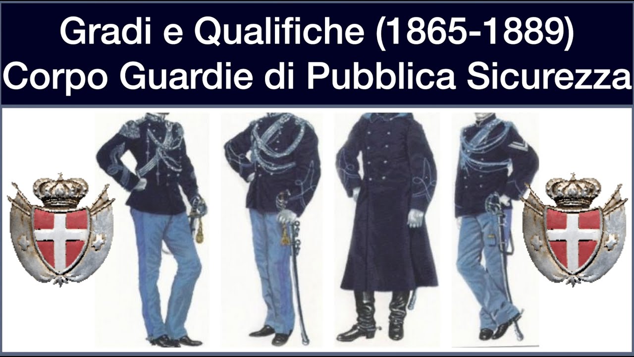 Gradi e Qualifiche Corpo delle Guardie di Pubblica Sicurezza (1865-1889)