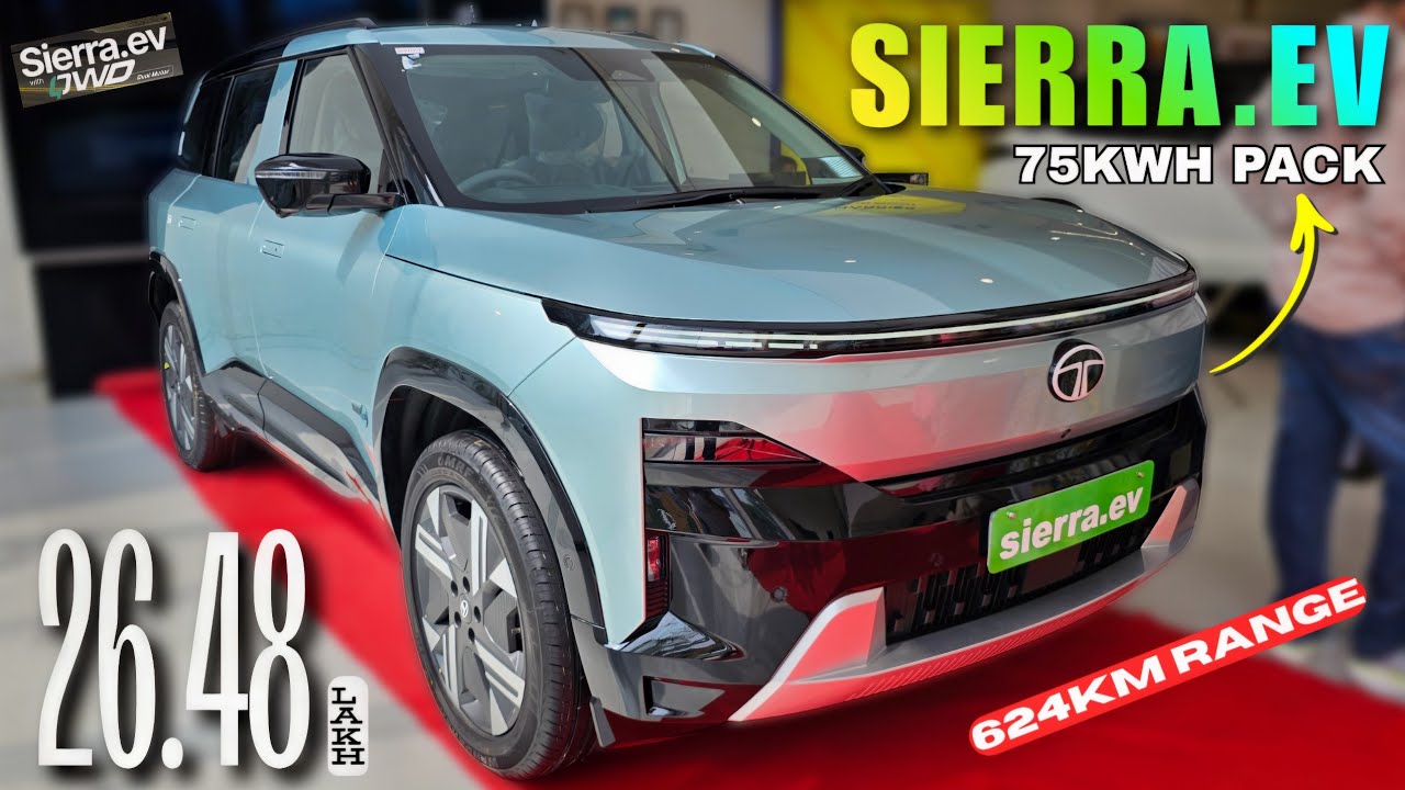 Tata Sierra EV Empowered Hindi Review ❤️ 624km Range,504Nm Torque🔥SIERRA Ev Top model #sierraev
