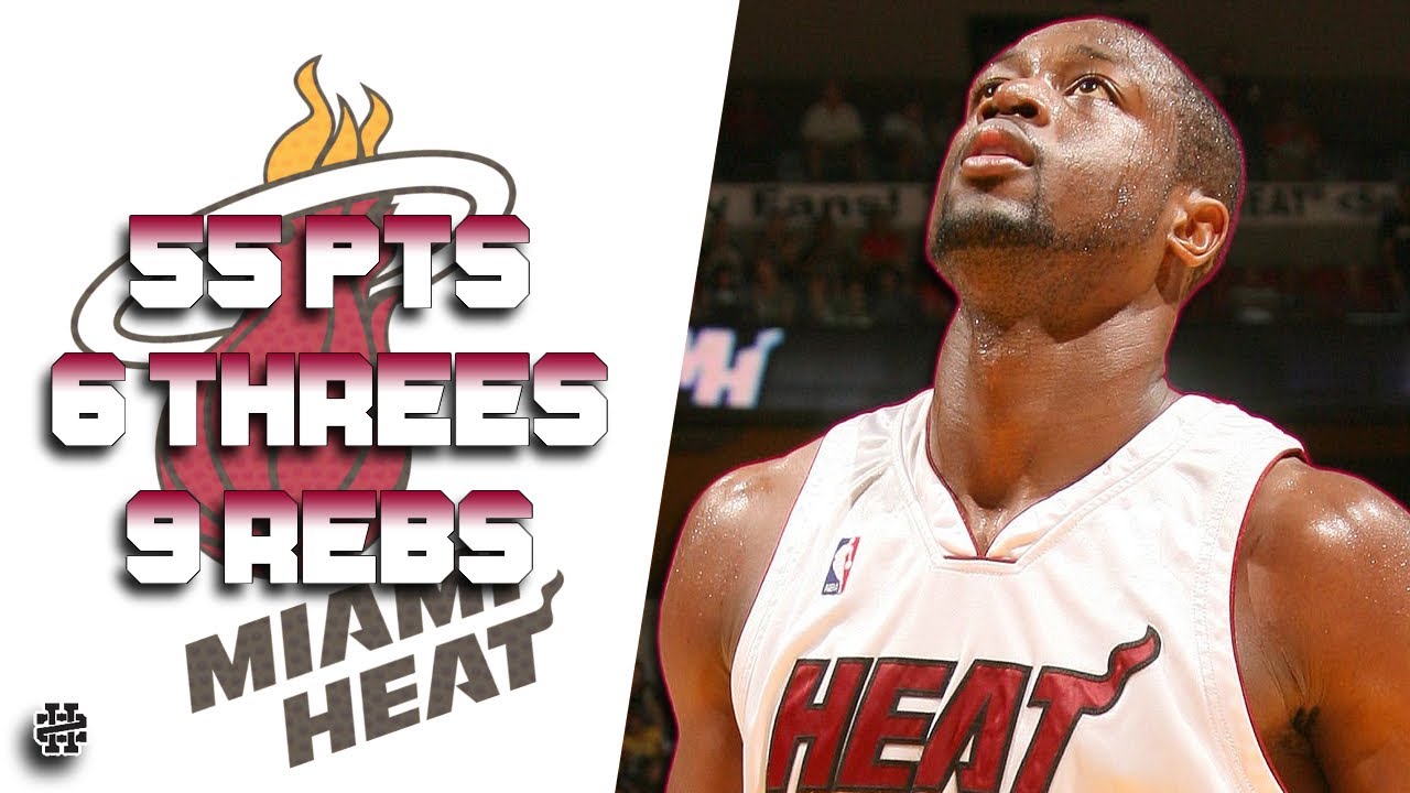 Dwyane Wade 55 pts 6 threes 9 rebs vs Knicks 08/09 season