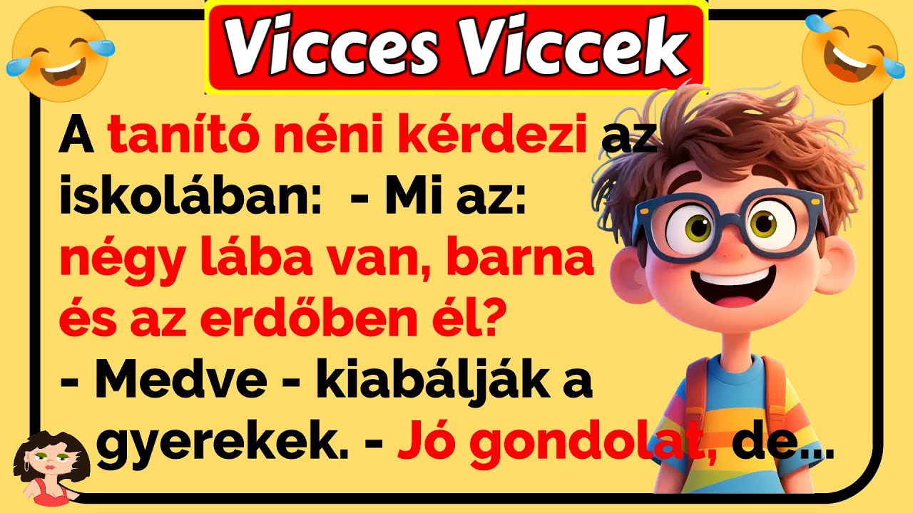 🤣 Vicces Viccek: A tan&iacute;t&oacute;n&eacute;ni k&eacute;rdezi az iskol&aacute;ban a gyerekeket 😂