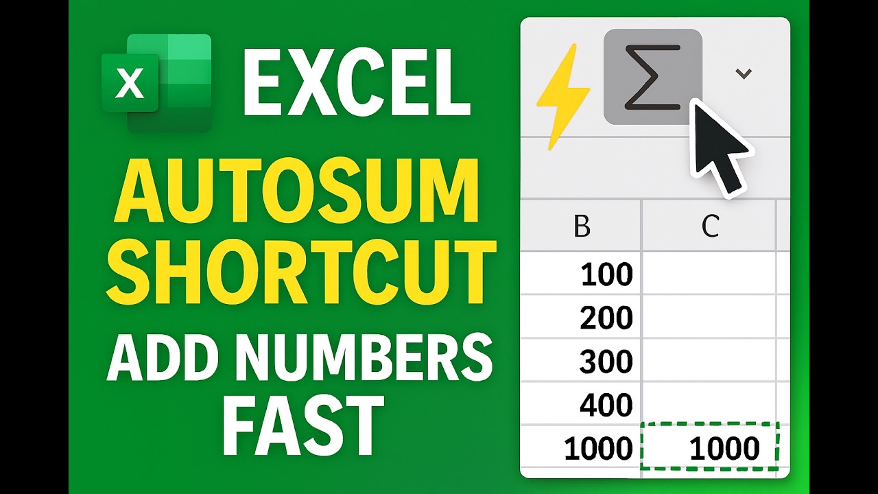 Excel AutoSum Shortcut | How to Add Numbers Fast