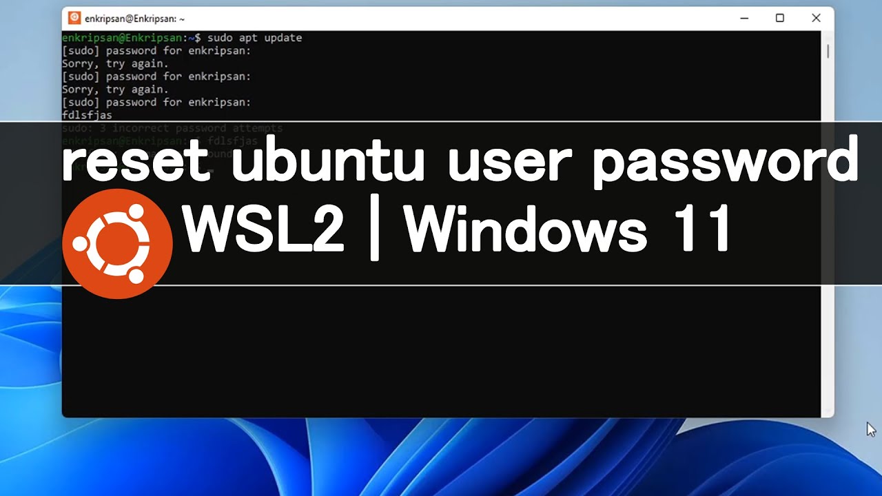 Сброс пароля пользователя Ubuntu | Ubuntu 20.04 | WSL2 | Windows 11