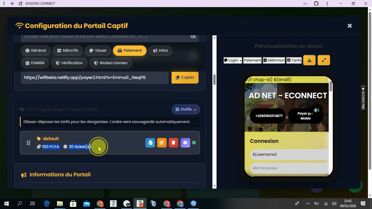 GENERER VOS TICKETS WIFI SANS MIKHMON -- EVISIONS CONNECT 2026