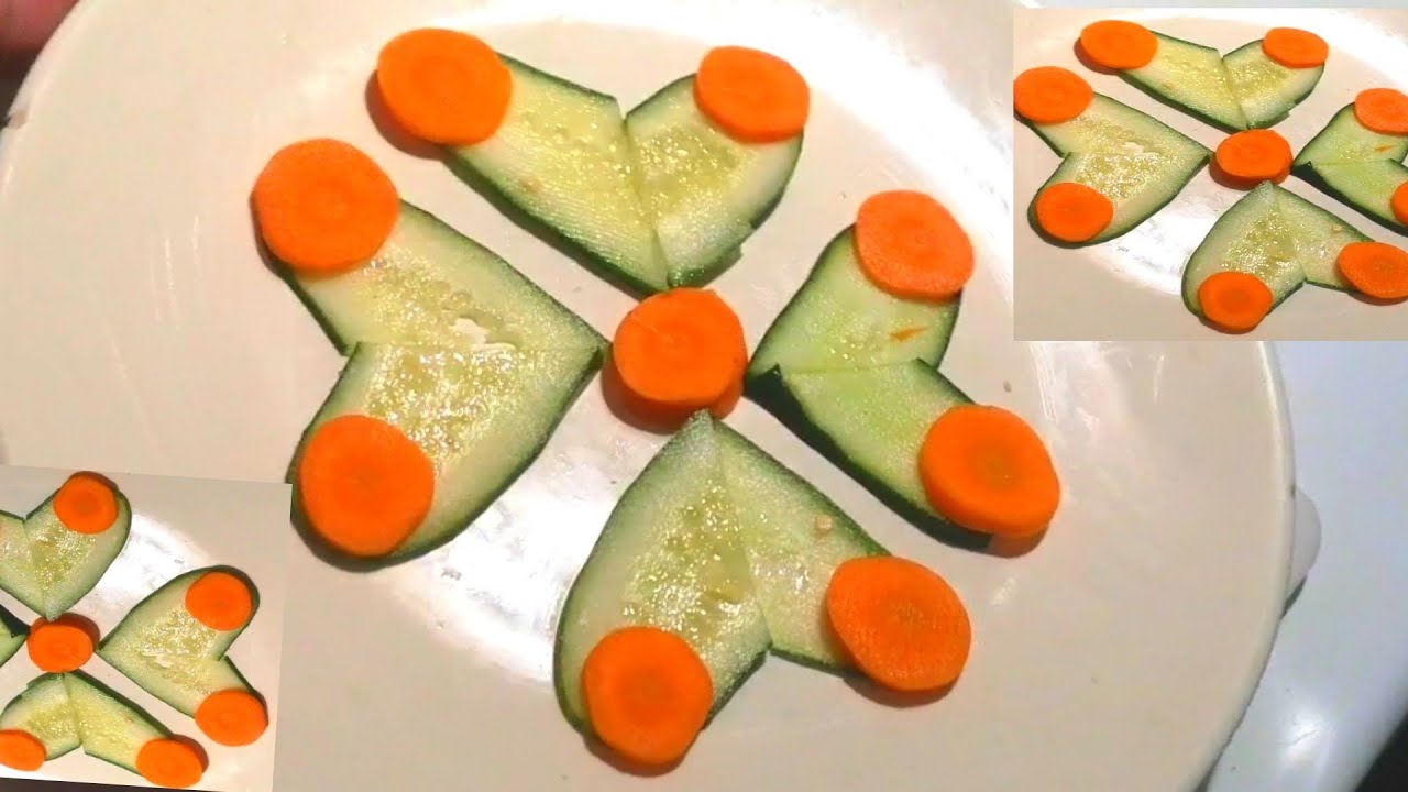Carrot and cucumber Flower Garnish |  Plate Decoration  | Garnishing Techniques | Carving  