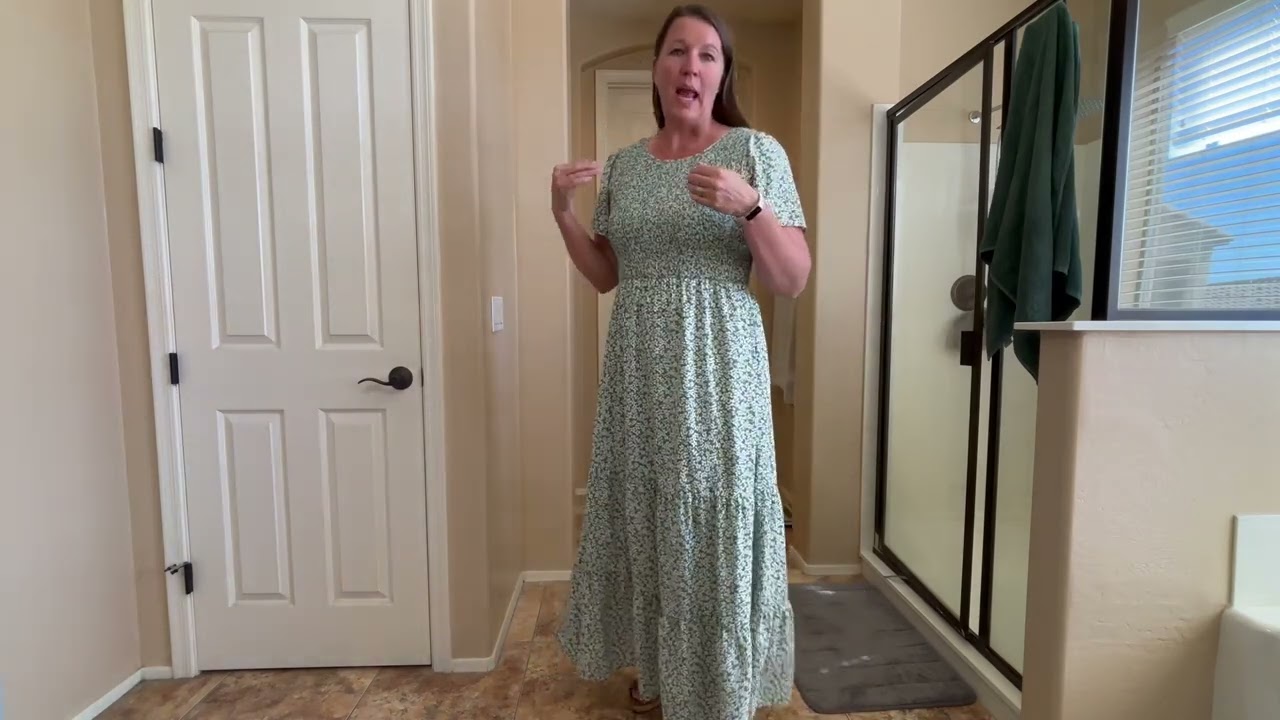Honest Review Short Sleeve Smocked Floral Maxi Dress .mp4