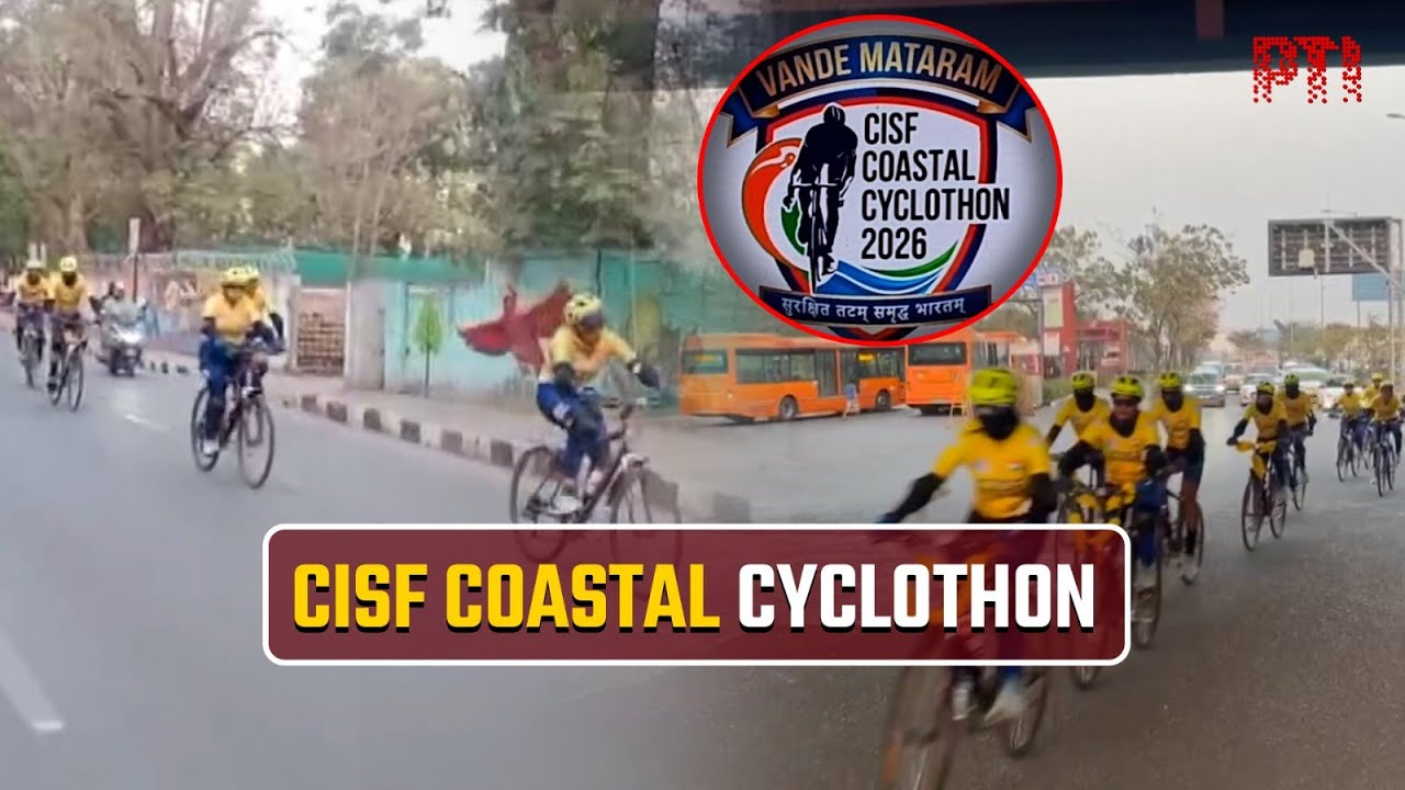 Deputy CM Harsh Sanghavi welcomes CISF’s Vande Mataram coastal cyclothon in Surat