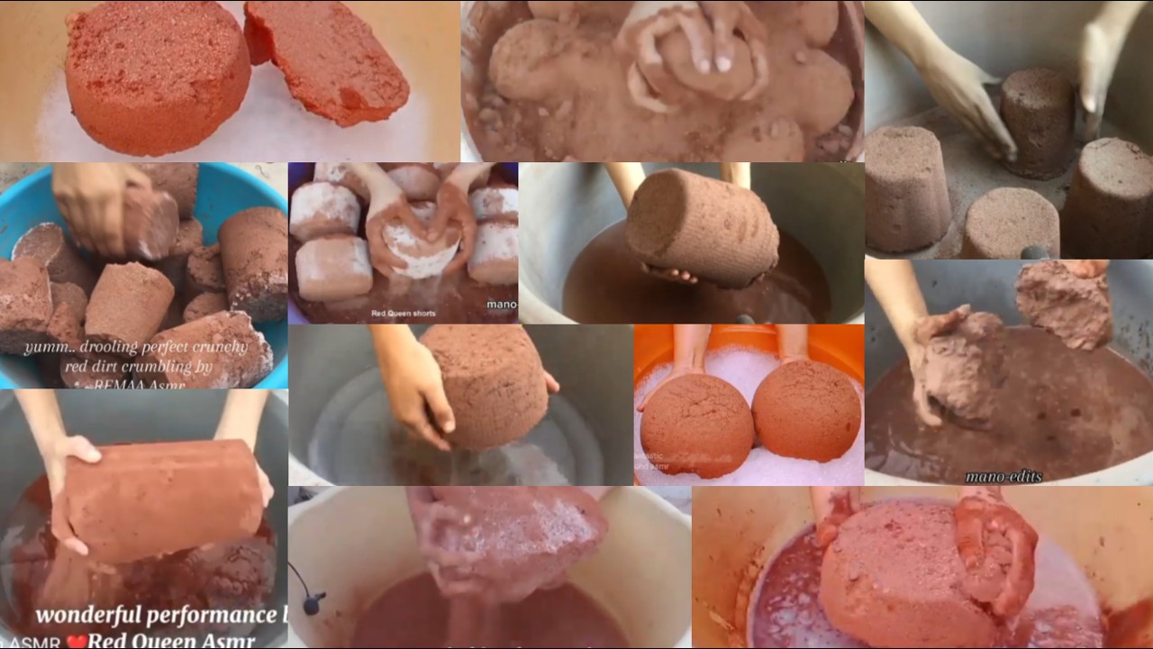Asmr edits:Creamy pure red dirt | crispy crunchy red dirt different texture crumbling dusty crumble