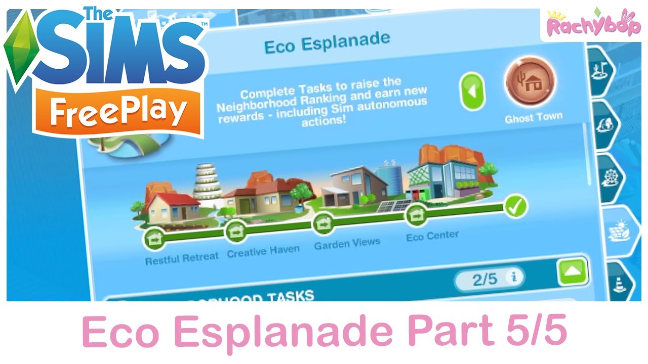 The Sims Freeplay Sim Springs Eco Esplanade Neighbourhood Ranking WALKTHROUGH P5/5
