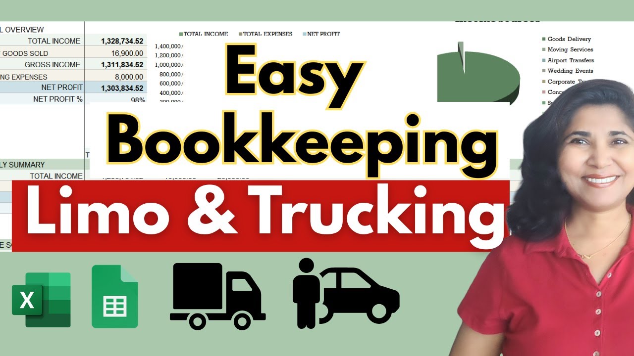 Easy Bookkeeping for Transportation Businesses | Trucking, Limousine, Fleet Management Spreadsheet