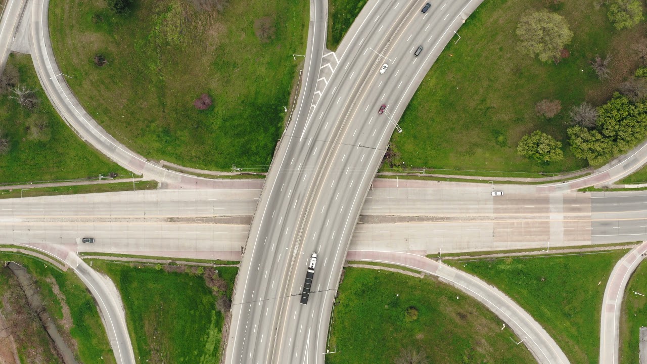 4k Drone Footage Of Multi Lane Highways And Flyovers. (No Copyright)