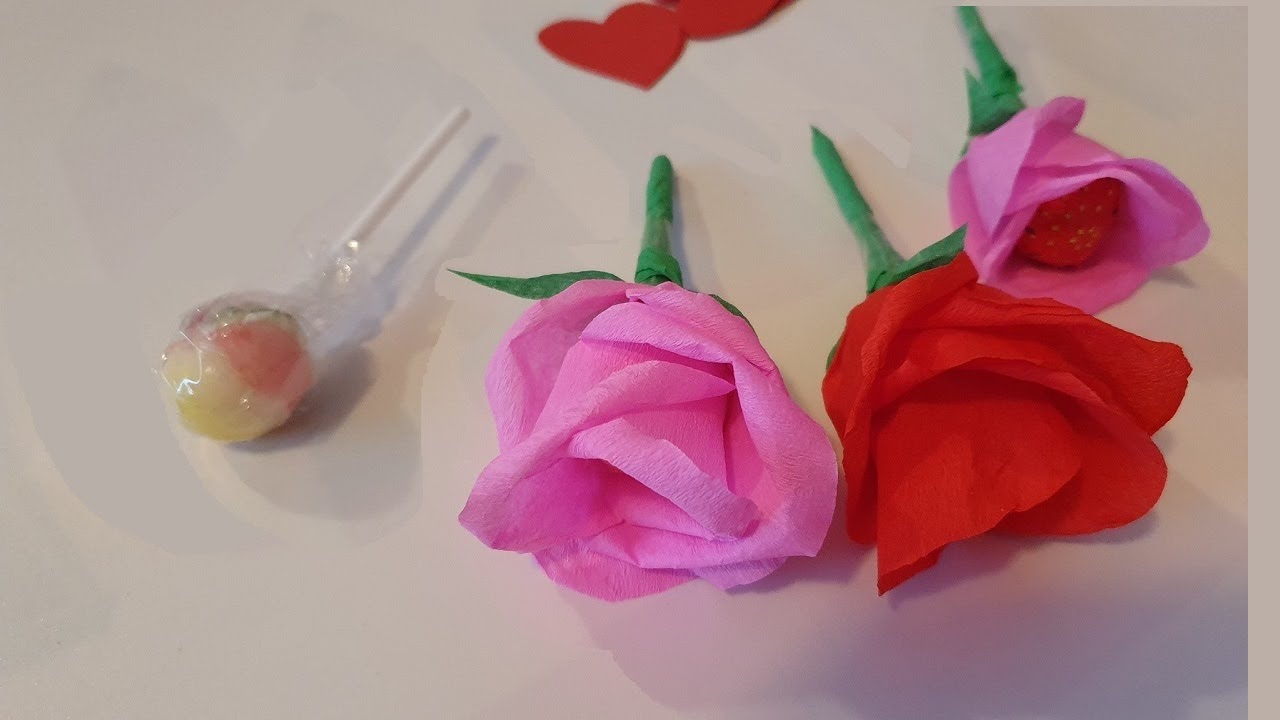 Lollipop Flower DIY | Crepe Paper Flower | How To Make Flower Lollypop | Crepe Paper Lollipop Flower