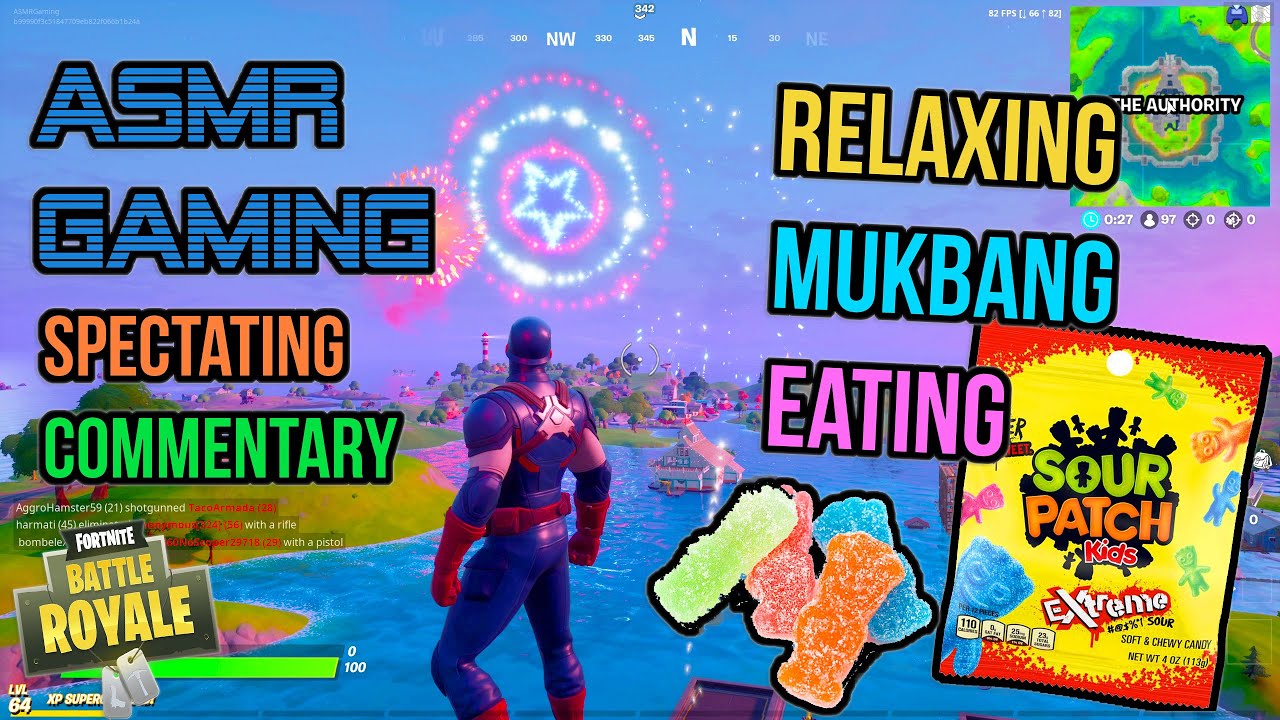 ASMR Gaming 🍬 Fortnite Sour Patch Kids Extreme Mukbang Eating 먹방 🎮🎧 Relaxing Whispering Sounds 😴💤