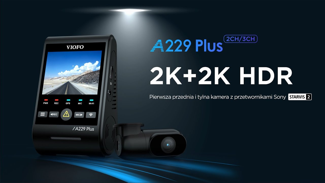 VIOFO A229 Plus 3CH GPS 3 Kamery - Prz&oacute;d 2K HDR + tył 2K HDR + wnętrze 1080P HDR 2x Sony STARVIS 2