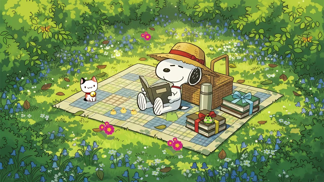 Snoopy’s Cozy Spring Picnic 📚 Calm Lofi Beats for Study & Relax 🎶 Peaceful Spring Afternoon