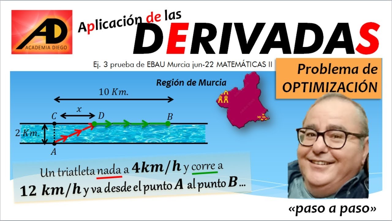 OPTIMIZACIÓN. TRIATLETA, PROBLEMA de DERIVADAS @ACADEMIADIEGO