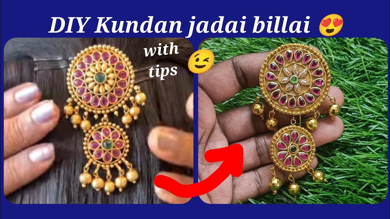 DIY customized trending kundan jadai billai 😍 hair pin making for beginners ❤️ Tamil tutorial