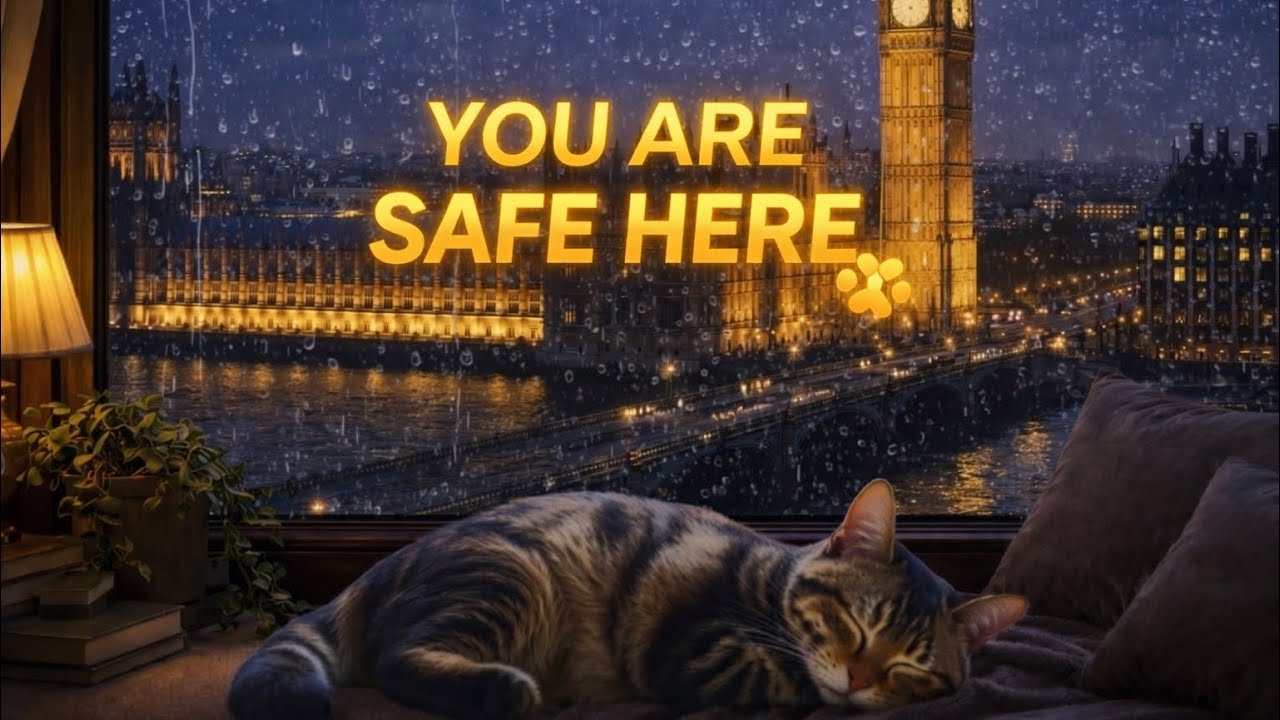 Rainy London Dreams | Cozy Cat Sleeping by the Window with Big Ban Ambience 🐾
