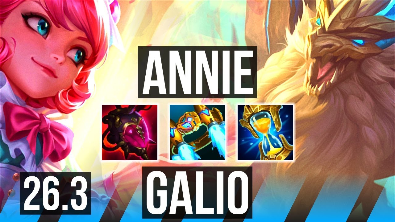 ANNIE vs GALIO (MID) | Good KDA: 13/1/8 | KR Master | 26.3