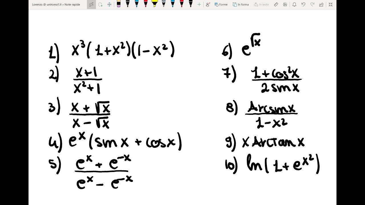 Analisi I - Derivate di funzioni - 10 esercizi svolti