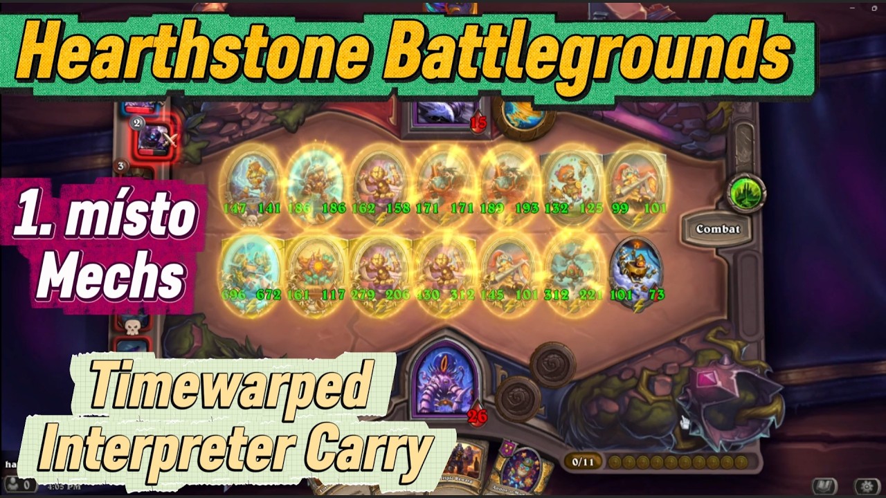 Hearthstone Battlegrounds CZ | 1. místo | Mechs | Timewarped Interpreter Carry
