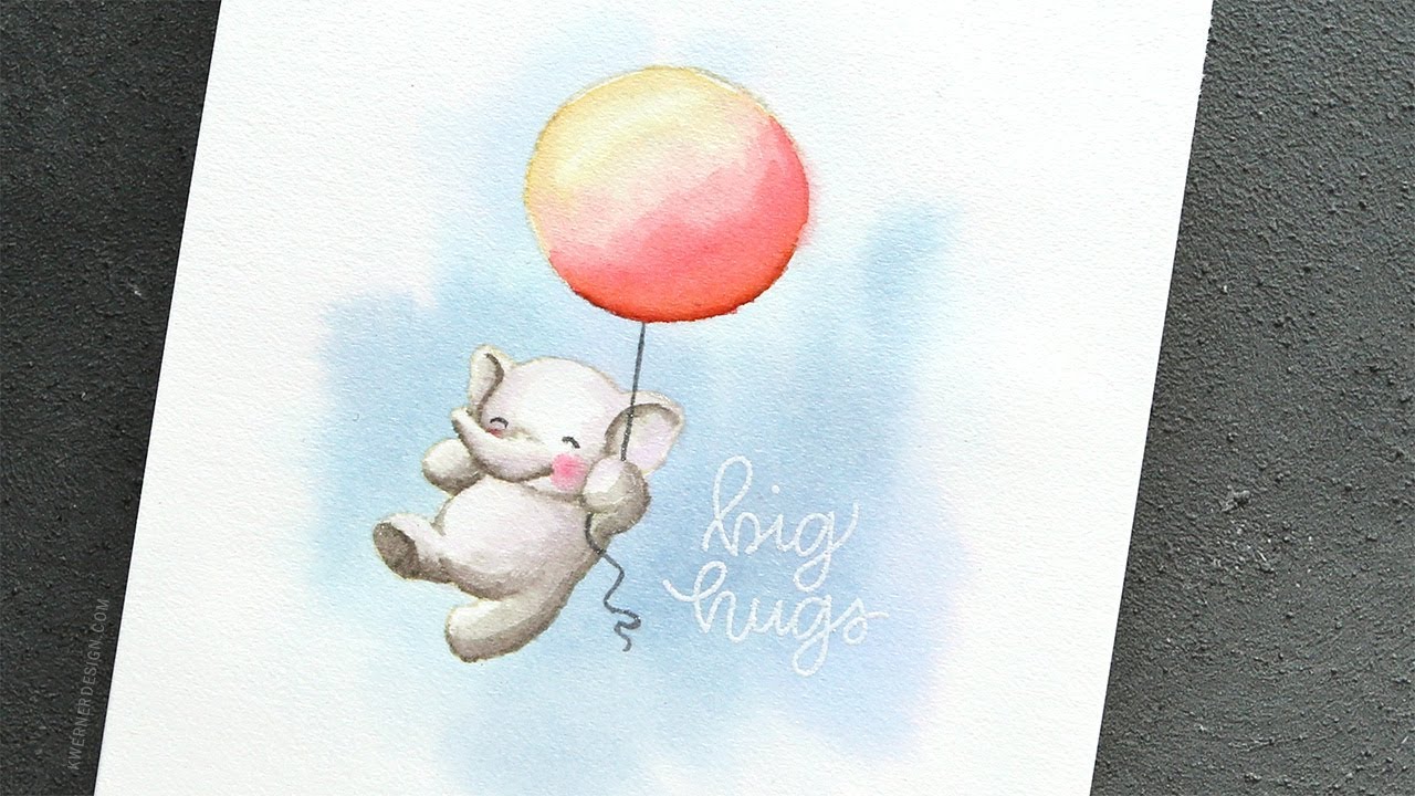 No-Line Watercoloring with Mama Elephant Stamps