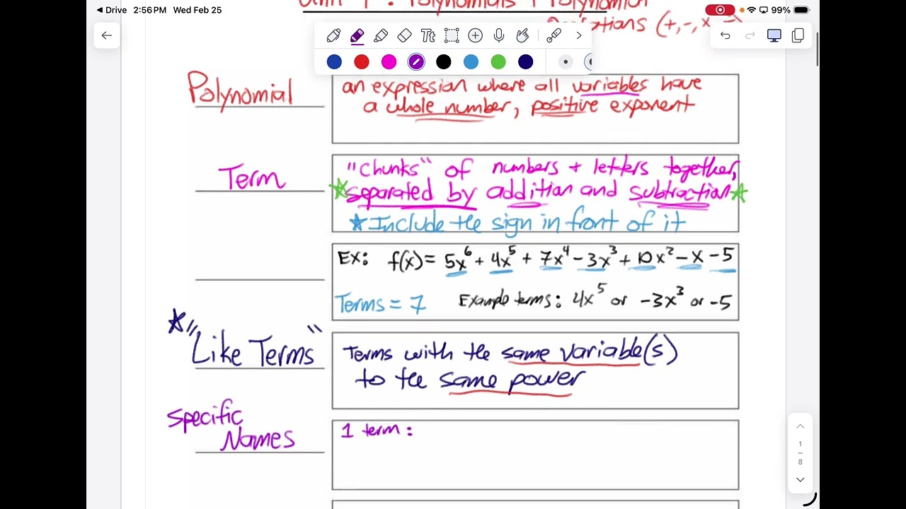 2,25 A1 begin 7.1 Polynomials definition, vocabulary, and naming